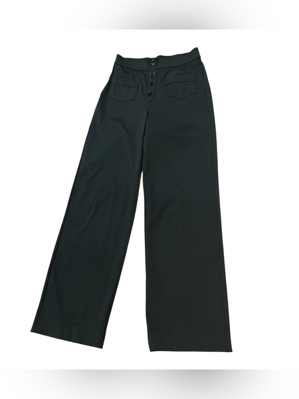 HALARA Black Buttery Soft High-Waist Pants w/Button Front, Stretch, Pockets XS